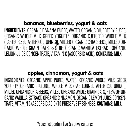 HappyTOT Organics Super Morning Pouch, Apple Cinnamon and Blueberry Banana Variety Pack, 12 ct., 4 oz.