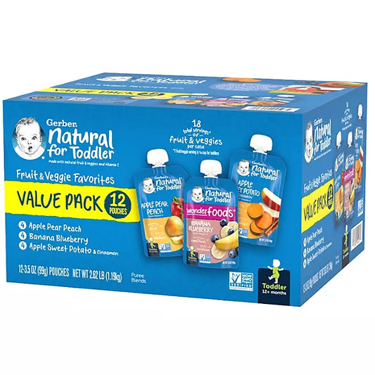 Gerber Toddler Pouch Variety Pack 3.5 oz., 12 ct.