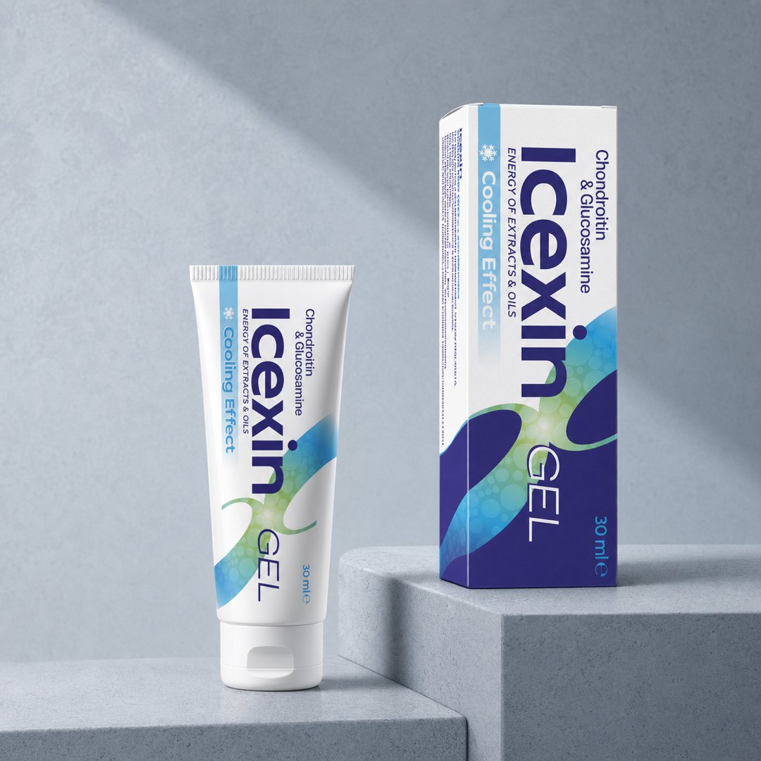 Tubul de gel cosmetic răcoritor Icexin de 30 ml, fotografiat pe o suprafață curată